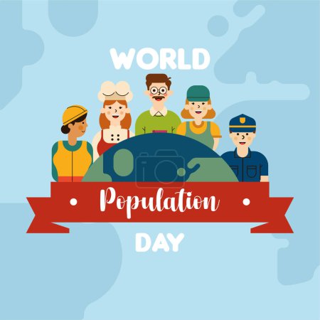 Téléchargez les photos : Journée mondiale de la population. Illustration pour la sensibilisation à la Journée mondiale de la population - en image libre de droit