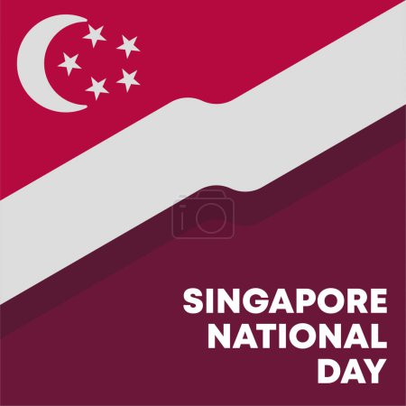 Téléchargez les photos : Singapour fond de bannière de la fête nationale. Illustration plat singapore de la fête nationale - en image libre de droit