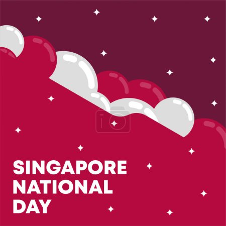 Foto de Fondo banner día nacional de Singapur. Ilustración plana del día nacional de Singapur - Imagen libre de derechos