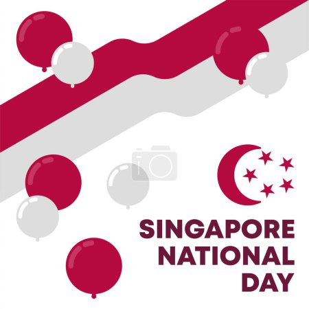 Foto de Fondo banner día nacional de Singapur. Ilustración plana del día nacional de Singapur - Imagen libre de derechos
