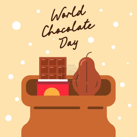 Photo for World chocolate day Illustration design background. Chocolate day illustration with chocolate - Royalty Free Image
