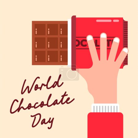 Téléchargez les photos : Journée mondiale du chocolat Illustration fond design. Illustration jour chocolat avec chocolat - en image libre de droit