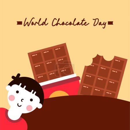 Photo for World chocolate day Illustration design background. Chocolate day illustration with chocolate - Royalty Free Image