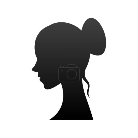 Photo for Hair Style Woman Silhouette Illustration. Woman Silhouette Isolated in White Background - Royalty Free Image