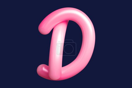 Photo for 3D render tube type letter D in pink. Graphic resource suitable for prints, artworks, mood boards and web advertisings. High quality 3D illustration. - Royalty Free Image