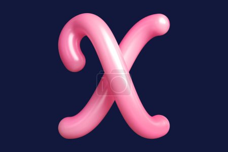 Photo for 3D Printing typography and calligraphy letter X in pink. Graphic resource suitable for prints, artworks, mood boards and web advertisings. High quality 3D rendering. - Royalty Free Image