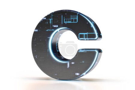 Photo for Gaming 3D font typeset letter C. Suitable for technology, electronics, engineering, digital, videogames, science fiction and robotic concepts. High quality 3D rendering. - Royalty Free Image