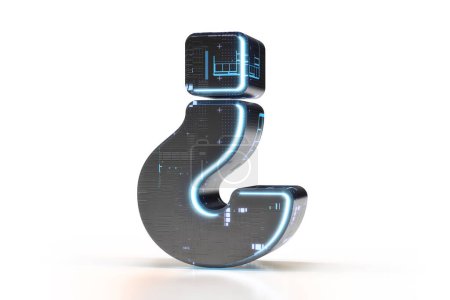 Photo for 3D question mark symbol with gaming style design. Suitable for technology, electronics, engineering, digital, videogames, sc-fi and robotic concepts. High quality 3D rendering. - Royalty Free Image