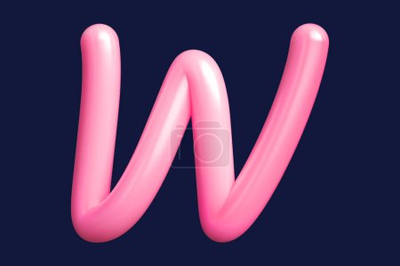 Photo for Hand lettering letter W in pink. Graphic resource suitable for prints, artworks, mood boards and web advertisings. High quality 3D rendering. - Royalty Free Image