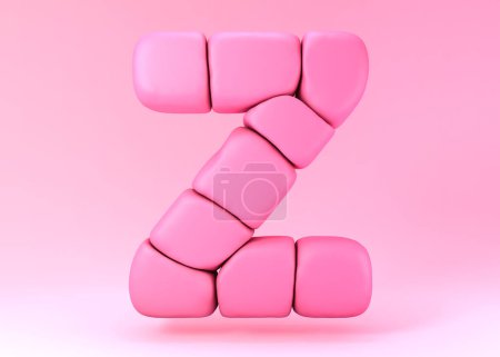 Téléchargez les photos : Lettre 3d Z faite de formes gonflées roses abstraites - en image libre de droit
