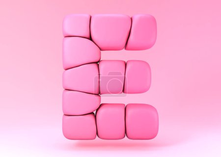 Téléchargez les photos : 3d lettre E style bubblegum fraise. - en image libre de droit