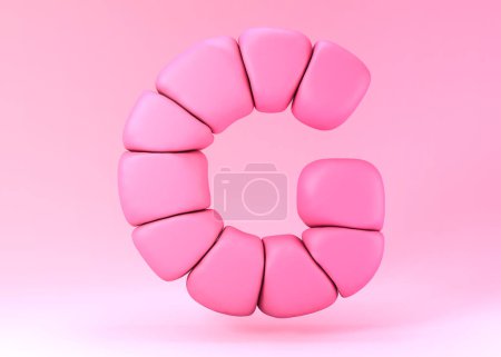 Photo for 3d letter G made of pink soft bricks. - Royalty Free Image