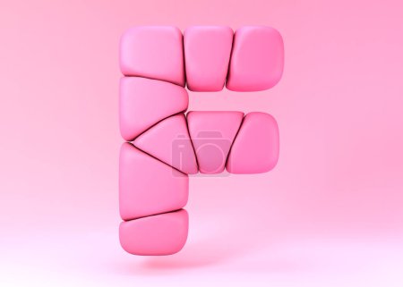 Photo for 3d letter F made of pink soft shapes. - Royalty Free Image