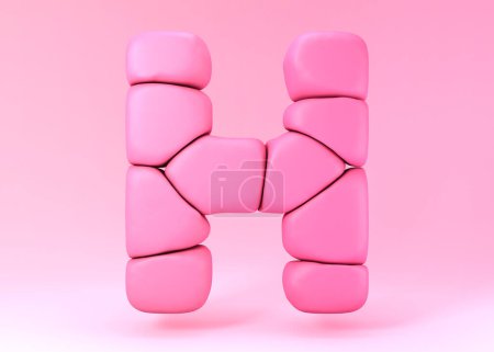 Photo for 3d letter H made of bubble gum pieces. - Royalty Free Image