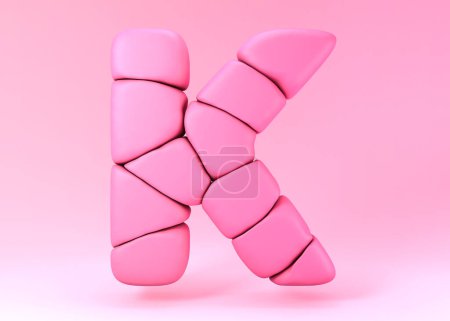 Photo for 3d letter K made of pink soft shapes. - Royalty Free Image