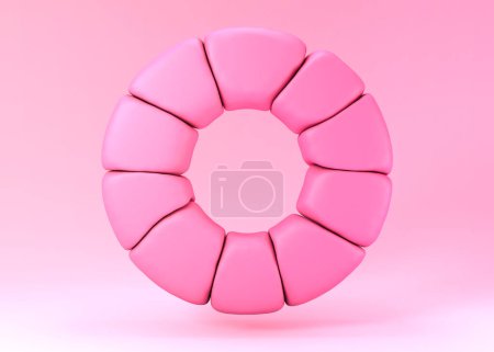 Téléchargez les photos : Lettre 3d O faite de formes gonflées roses abstraites - en image libre de droit
