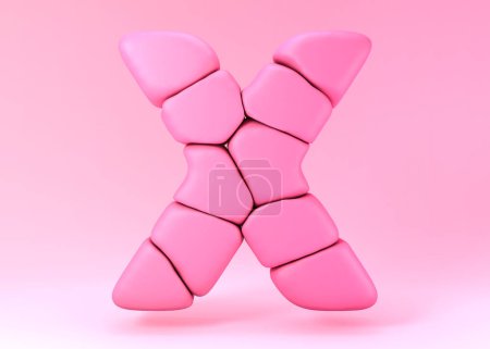 Téléchargez les photos : Symbole de rendu 3D X style chewing-gum - en image libre de droit