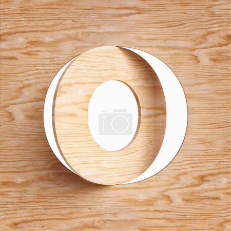 Photo for Wooden alphabet 3D letter O. Design suitable for rustic, natural, ecological or sustainability concepts. High definition 3D rendering. - Royalty Free Image
