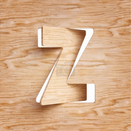 Photo for Wood cutout typeface 3D letter Z. Design suitable for rustic, natural, ecological or sustainability concepts. High definition 3D rendering. - Royalty Free Image