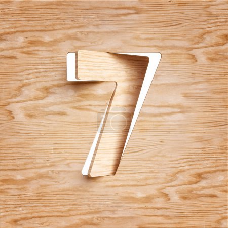 Photo for Flipping wood style font design digit number 7. High quality 3D rendering. - Royalty Free Image