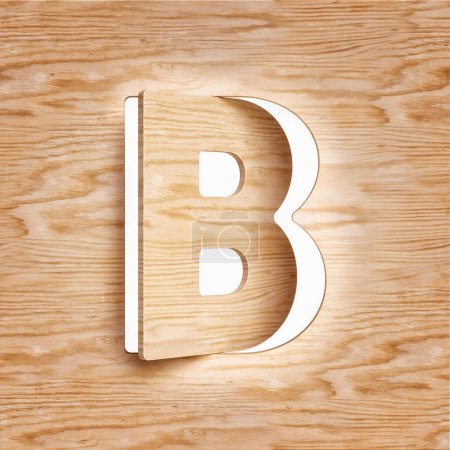 Photo for Wooden font 3D letter B. Design suitable for rustic, natural, ecological or sustainability concepts. High definition 3D rendering. - Royalty Free Image