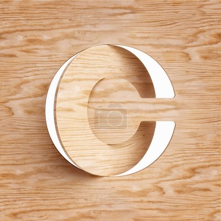 Photo for Wooden alphabet 3D letter C. Design suitable for rustic, natural, ecological or sustainability concepts. High definition 3D rendering. - Royalty Free Image