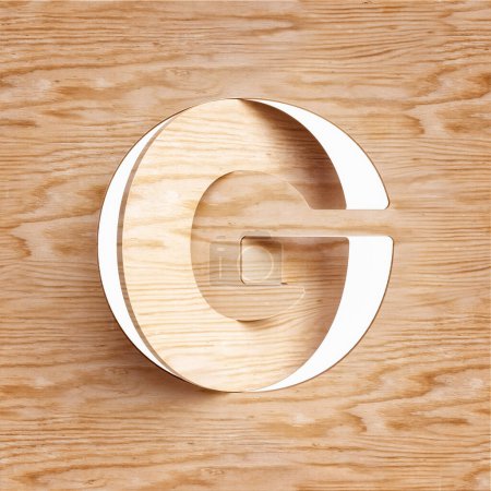 Foto de Tipografía de madera cortada cnc letra G. Diseño adecuado para conceptos rústicos, naturales, ecológicos o de sostenibilidad. Representación 3D de alta definición. - Imagen libre de derechos