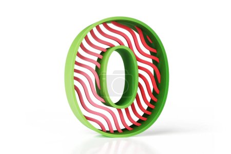 Foto de Número creativo afrutado 0 hecho de verde y rojo mate estilo de pintura. Representación 3D de alta definición. - Imagen libre de derechos