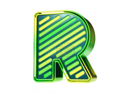 Foto de Alfabeto 3D en color limón lima. Ilustración llamativa de la letra R en gradiente de verde a amarillo aislado sobre fondo blanco. Renderizado 3D de alta calidad. - Imagen libre de derechos
