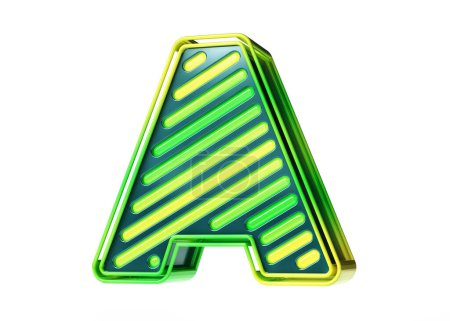 Téléchargez les photos : Concept d'énergie propre alphabet de police lettre A en couleurs jaune et vert. rendu 3D de haute qualité. - en image libre de droit