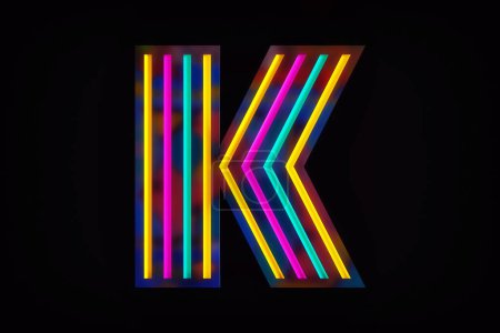 Téléchargez les photos : Pop art lettre de style K idéal pour composer des titres décoratifs. rendu 3D de haute qualité. - en image libre de droit