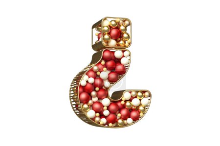 Photo for Question mark symbol designed in Christmas style with floating golden, red and white balls. High quality 3D rendering. - Royalty Free Image