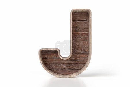 Photo for Retro style wooden typeface collection letter J. Nice lettering set to compose eco friendly or bio products advertisement texts. High definition 3D rendering. - Royalty Free Image