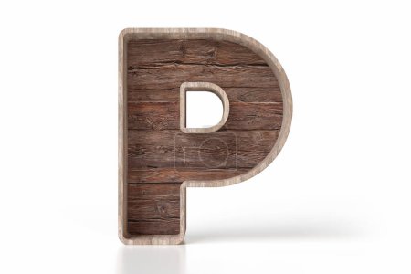Photo for Retro style wooden typeface collection letter P. Decorative idea for home or eco store interiors style texts. High detailed 3D rendering. - Royalty Free Image