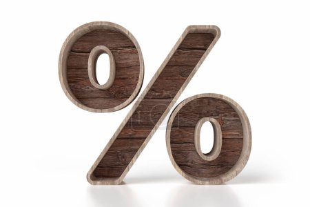 Photo for Percent sign made of recycled wood planks, nice for sustainable and ecological products or diy sales concepts. High quality 3D rendering. - Royalty Free Image