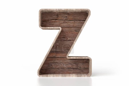 Photo for Rustic wooden alphabet 3D letter Z. Design suitable for displaying books or small decorative objects. High quality 3D rendering. - Royalty Free Image