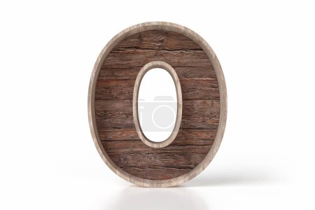 Téléchargez les photos : Boîte de style vieilli en bois sous la forme du nombre 0. Idéal pour compléter et promouvoir des produits. rendu 3D de haute qualité. - en image libre de droit