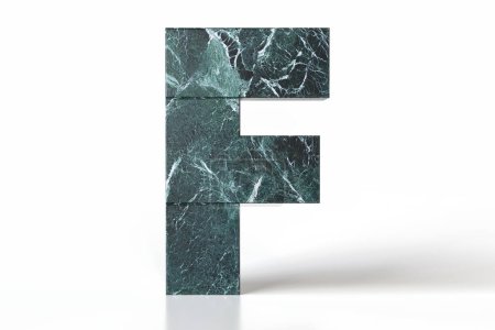 Photo for 3D letter F made of teal marble stone ideal for composing cool and flawless high-quality texts. High quality 3d rendering. - Royalty Free Image