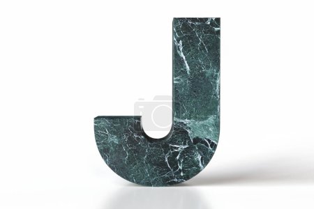 Photo for Marble font 3D letter J exquisitely veined in dark teal and green. Ideal graphic resource for interior design and architecture branding. 3D rendering with high quality details. - Royalty Free Image