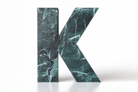 Foto de Letra de alfabeto de mármol verde y verde azulado K. Ideal para imagen corporativa de materiales decorativos de lujo. Alta representación 3d detallada. - Imagen libre de derechos