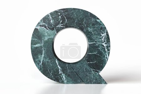 Photo for Marble font letter Q exquisitely veined. Ideal graphic resource for interior design and architecture branding. 3D rendering with high quality details. - Royalty Free Image