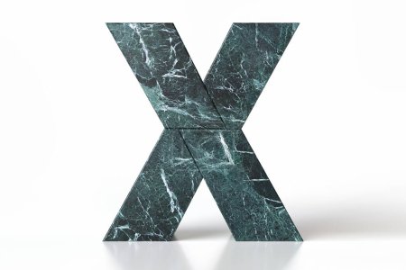 Photo for Marble variegated letter X in dark green and teal tnes. High quality 3d rendering. - Royalty Free Image