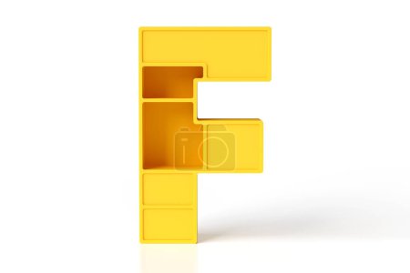 Téléchargez les photos : Lettre F 3d conçue dans un style plastique jaune. rendu 3D de haute qualité. - en image libre de droit