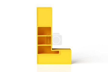 Photo for Letter L yellow matte painted. Hi-res and realistic plastic lettering render. Great for headers, posters, advertisements or web projects. 3D rendering. - Royalty Free Image