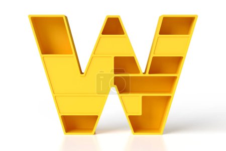 Photo for Letter W in the shape of a kids furniture. 3D typeface yellow matte plastic style. High detailed 3D rendering. - Royalty Free Image