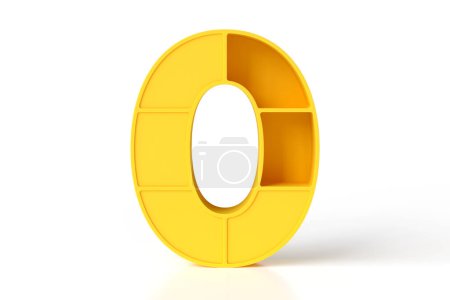 Téléchargez les photos : Meubles 3D numéro 0 en plastique jaune. Web et imprimer des projets décoratifs concept. rendu 3D. - en image libre de droit