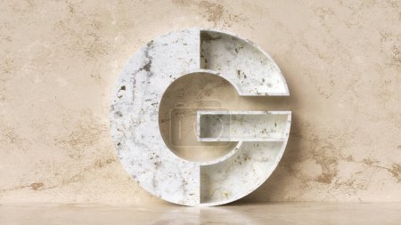 Foto de Tipo de letra hecha de mármol en forma de letra G. Concepto decorativo arquitectónico para interiores y presentación de productos. Renderizado 3D. - Imagen libre de derechos