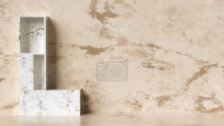 Photo for Marble shelving in the shape of letter L. Interior design and product stand concepts. 3D rendering. - Royalty Free Image