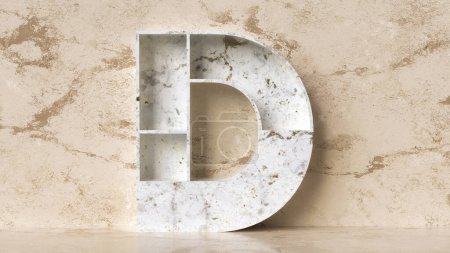 Foto de Material de mármol esculpido en forma de letra D. Ideal para mostrar objetos decorativos o cosméticos y joyas. Ilustración 3D. - Imagen libre de derechos