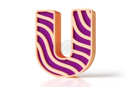 Photo for Wavy alphabet letter U in 3D. Great graphic resource for text compositions for greeting cards, party headers, advertisements or web projects. 3D rendering. - Royalty Free Image